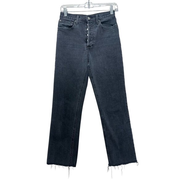 Denim Forum Arlo Straight Jean Size 27 Black High Rise Organic Cotton Button Fly - Picture 2 of 13